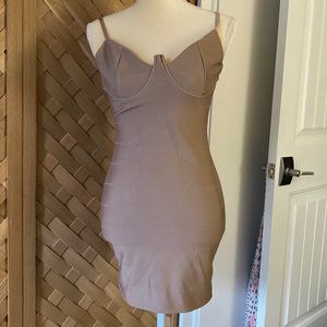 BRAND NEW WITH TAGS TAN BANDAGE DRESS